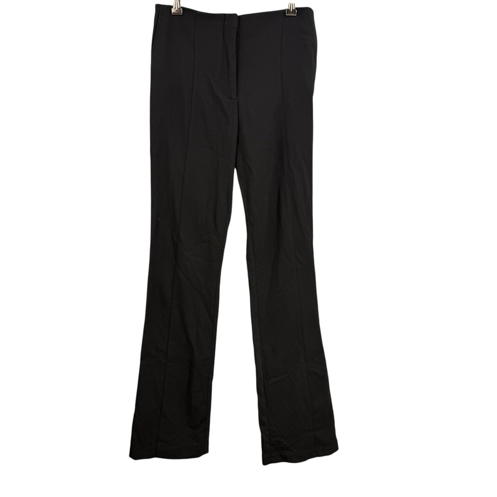 Mango MNG Selection Pants Size 4‎ Black Slit Hem Seam Detail Stretch 34" Inseam